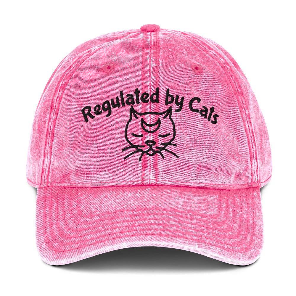 Embroidered "Regulated by Cats" stone-washed pink cap