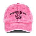 Embroidered "Regulated by Cats" stone-washed pink cap