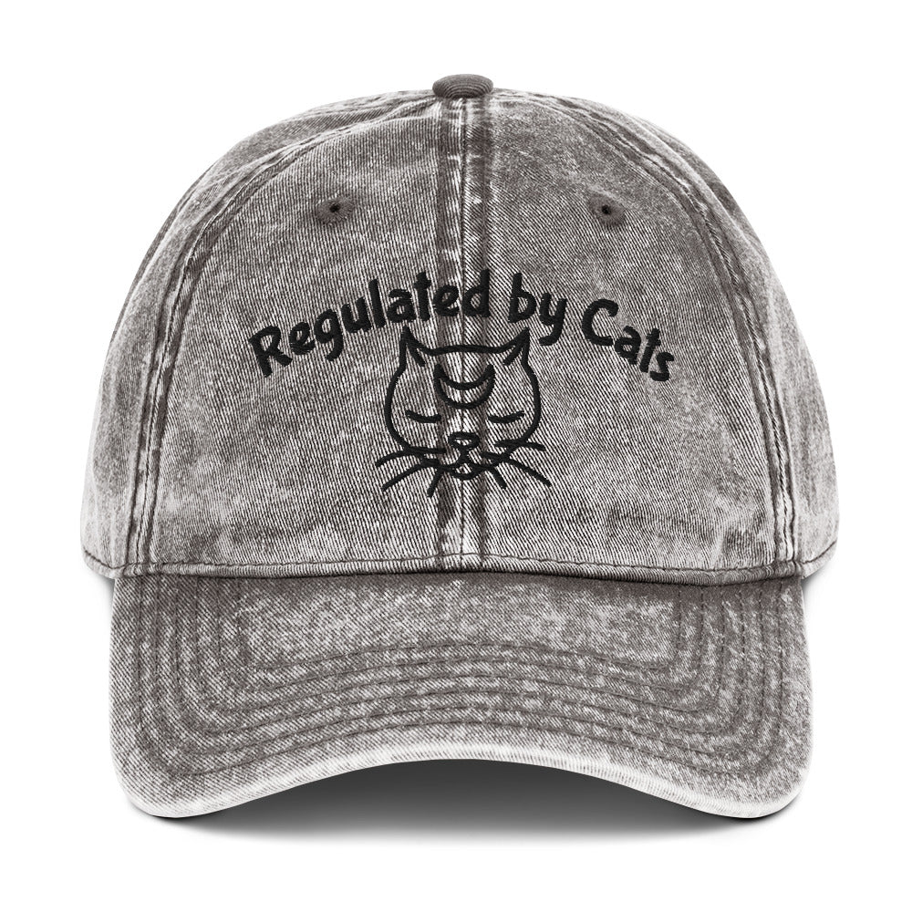 Embroidered "Regulated by Cats" stone-washed gray cap