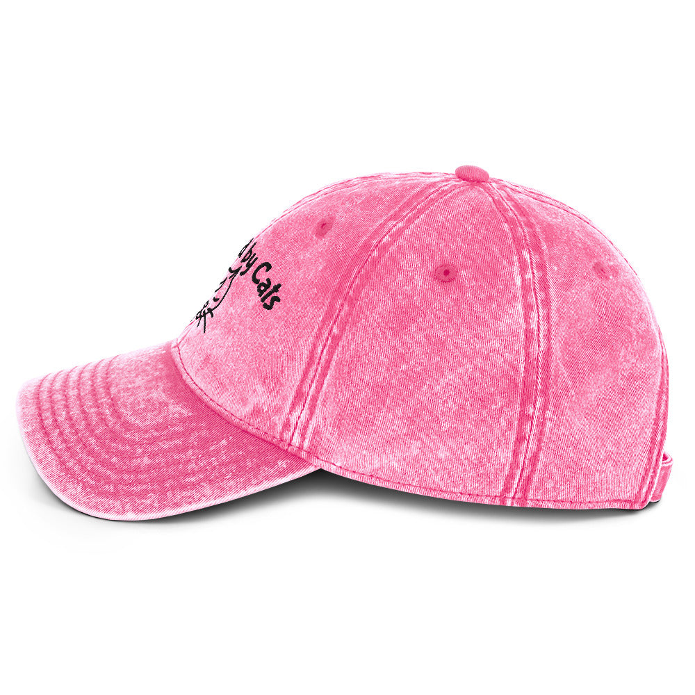Embroidered "Regulated by Cats" stone-washed pink cap
