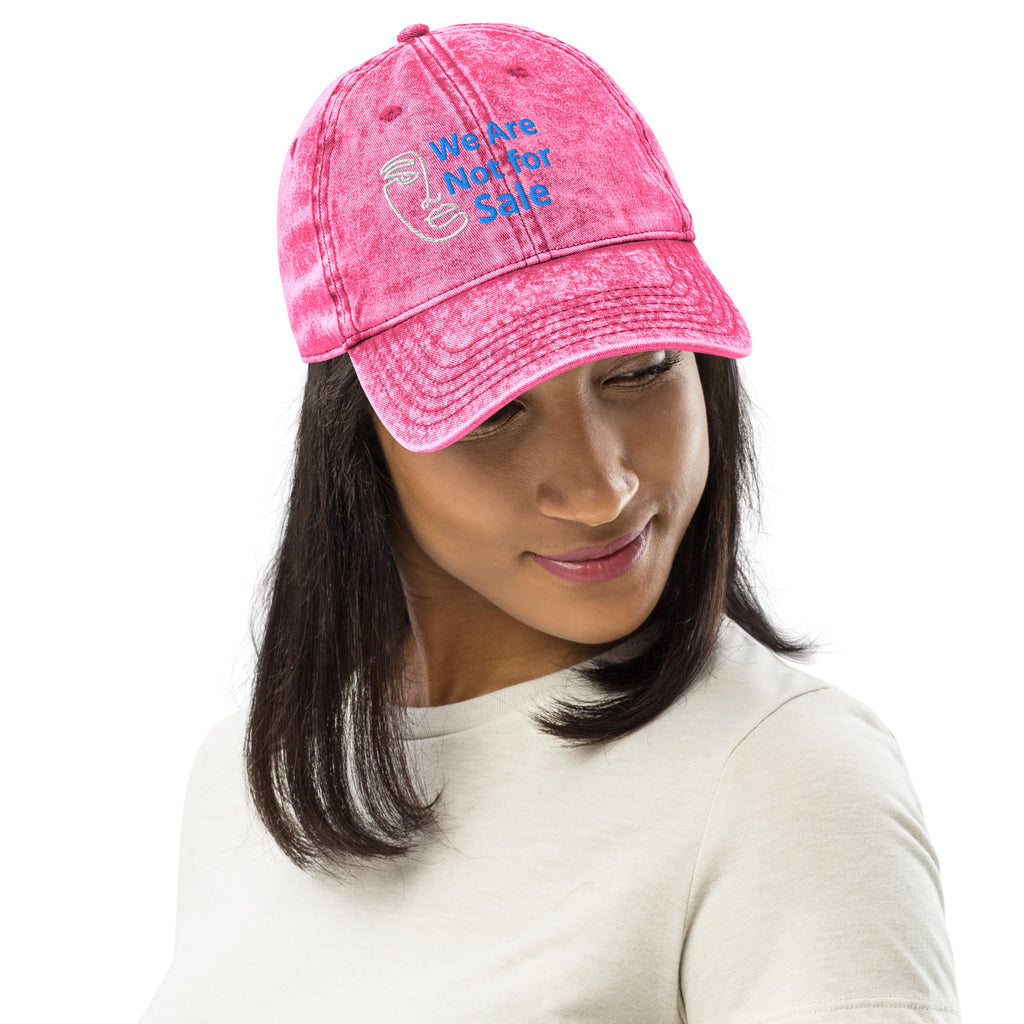 Embroidered "We Are Not For Sale" cotton twill pink cap