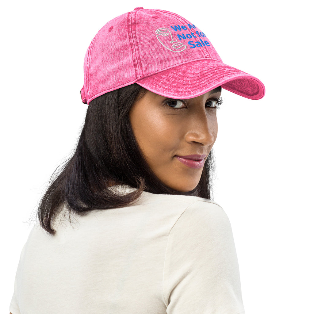 Embroidered "We Are Not For Sale" cotton twill pink cap