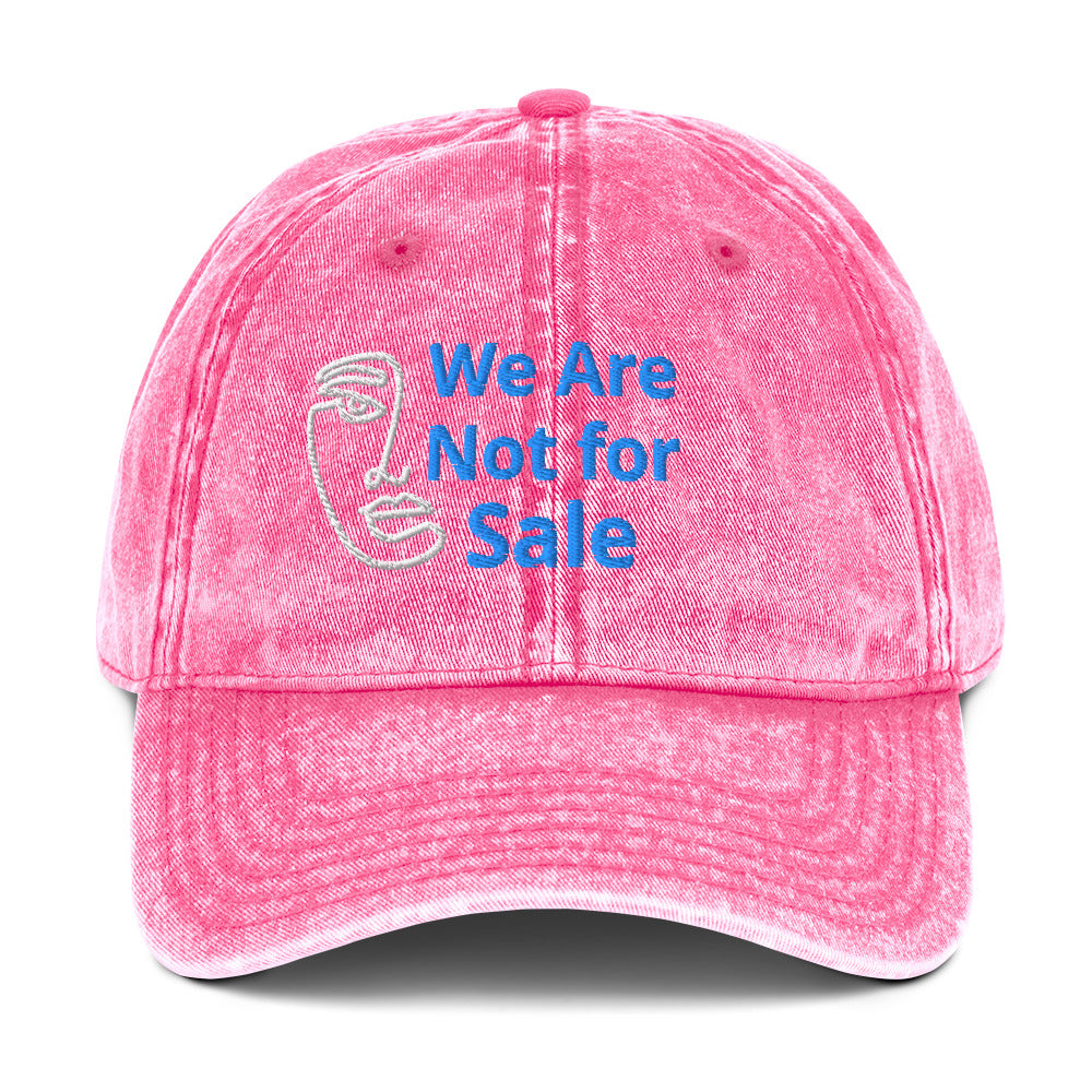 Embroidered "We Are Not For Sale" cotton twill pink cap