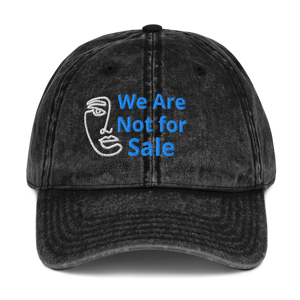 Embroidered "We Are Not For Sale" cotton twill black stone-washed cap