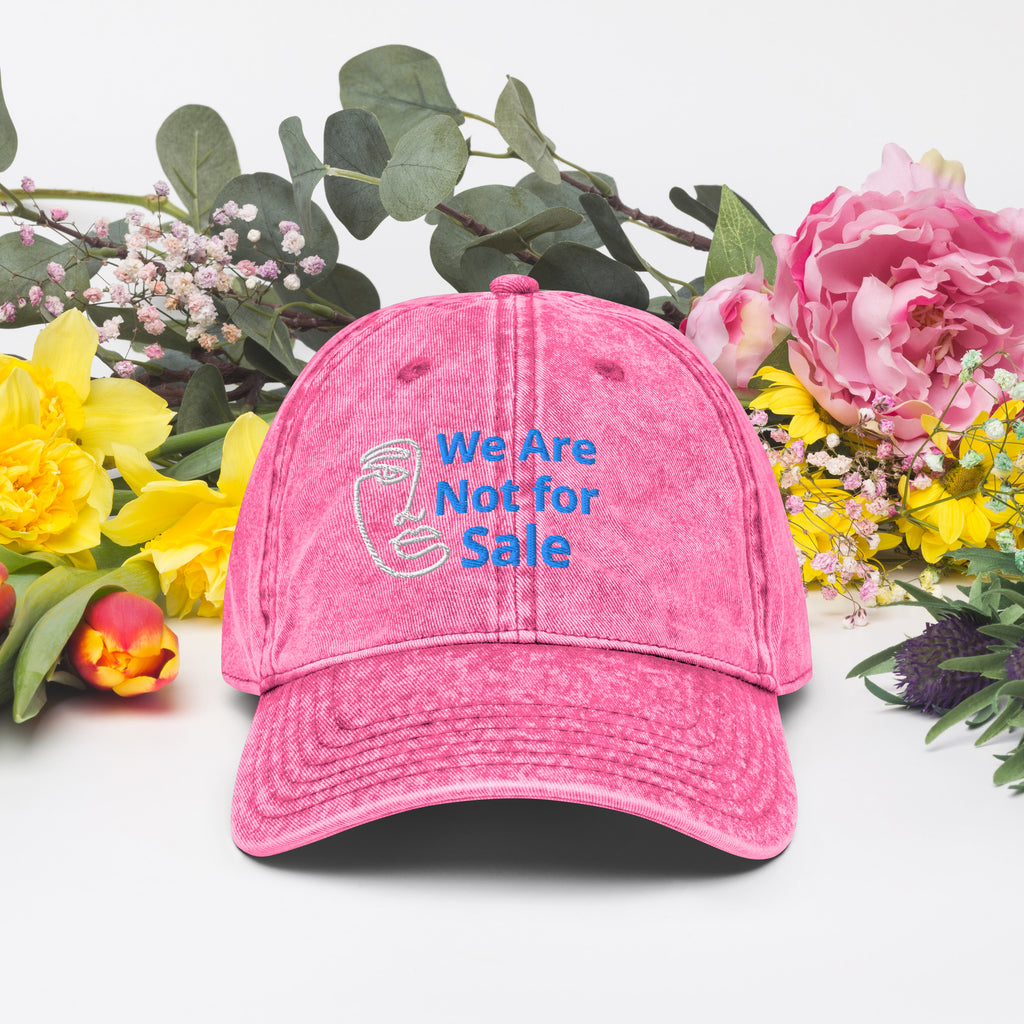 Embroidered "We Are Not For Sale" cotton twill pink cap